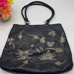 Berge Elegant Black Embroidered Women's Tote Bag BP9333F